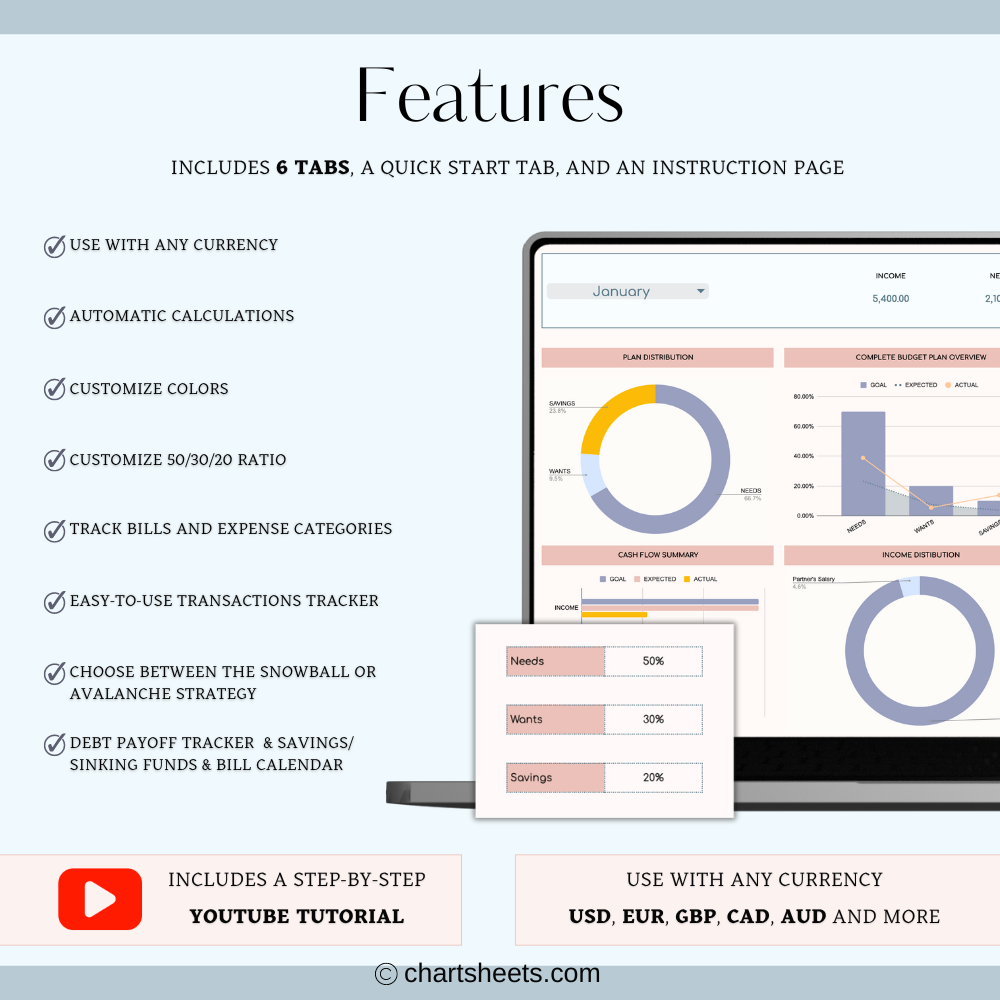 50/30/20 Budget Spreadsheet Template media 3
