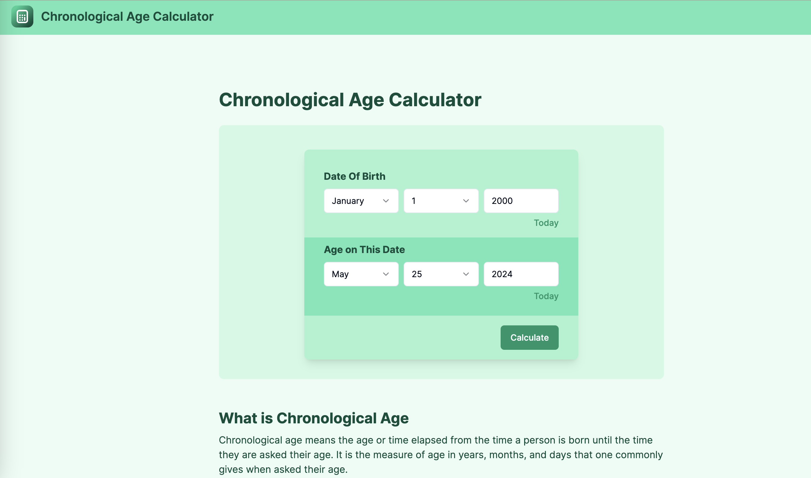 Chronological Age Calculator gallery image