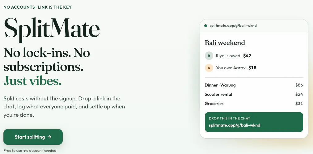 SplitMate — split expenses with a link gallery image