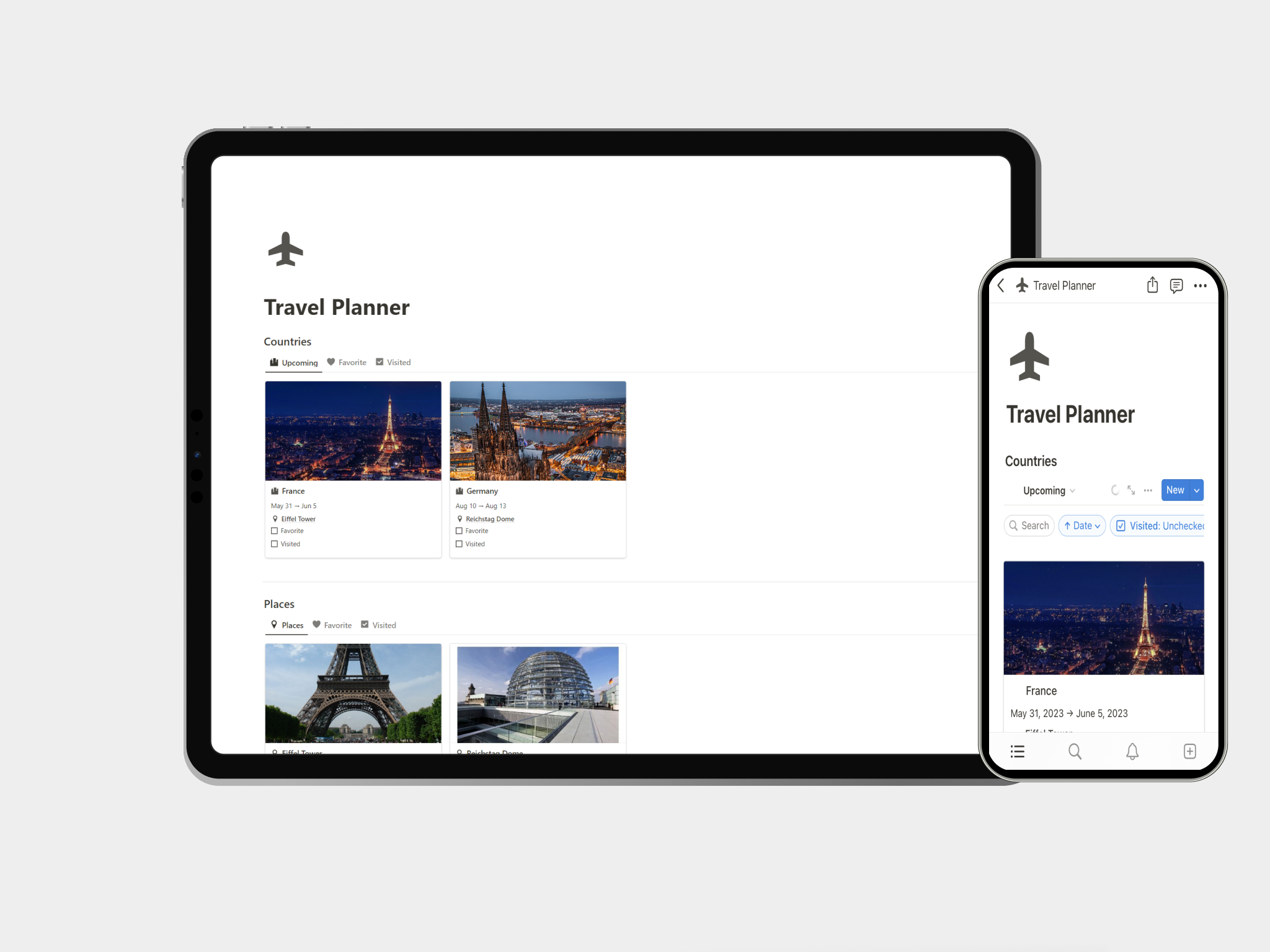 Notion Travel Planner gallery image