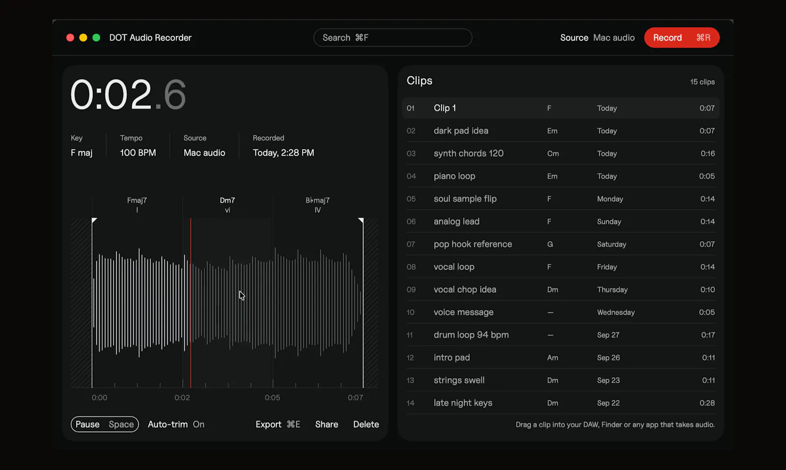 DOT Audio Recorder screenshot 2