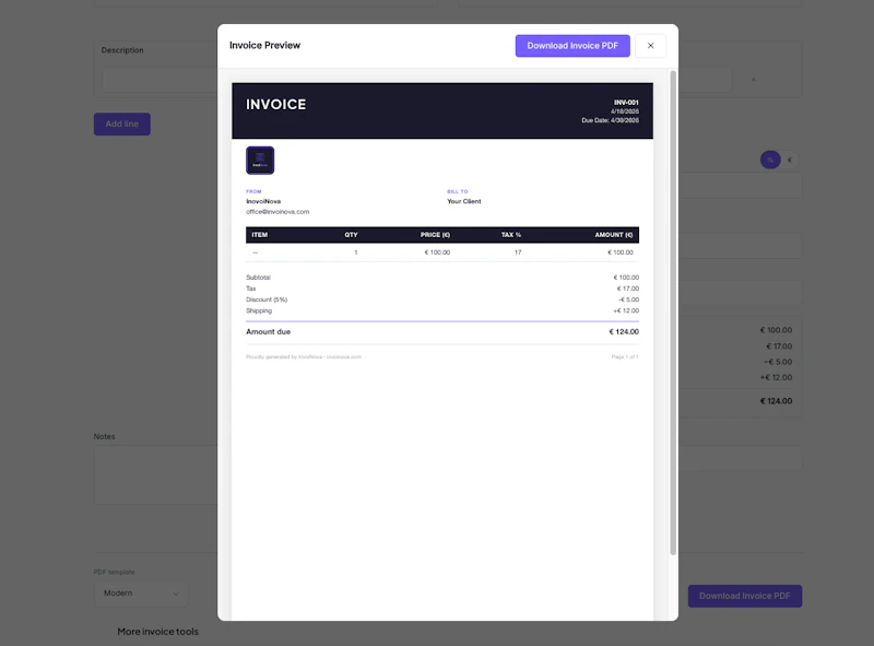 InvoiNova — Free Invoice Generator screenshot 5