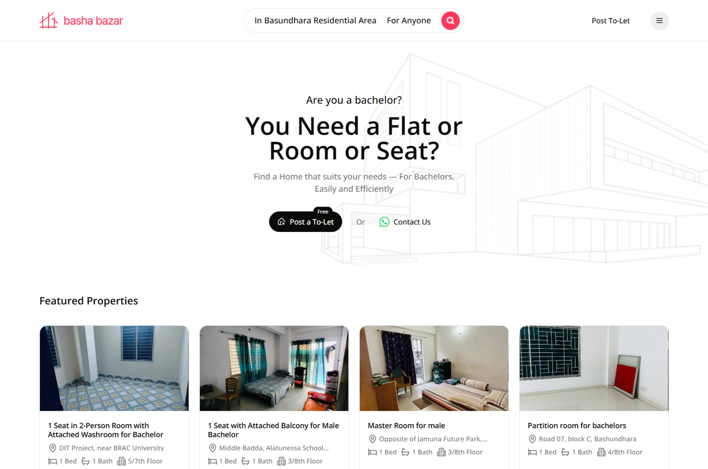 Basha Bazar — বাসা বাজার - Main screenshot showing features and interface