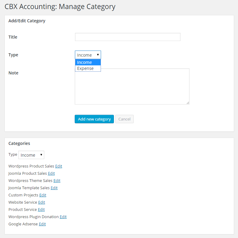 CBX Accounting for WordPress gallery image