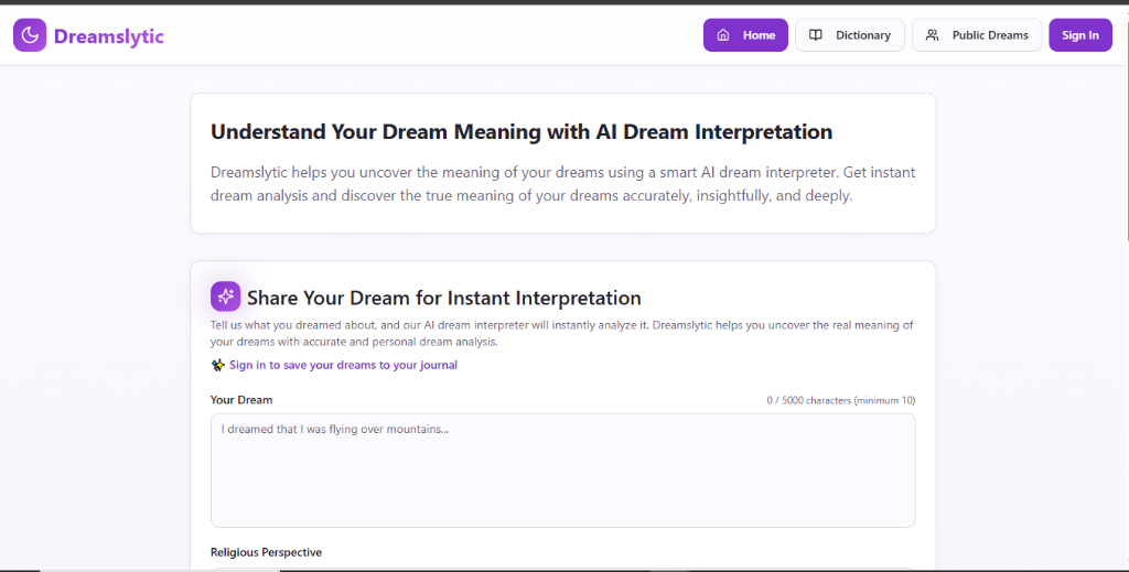 Free Tool for Dream Interpretation gallery image