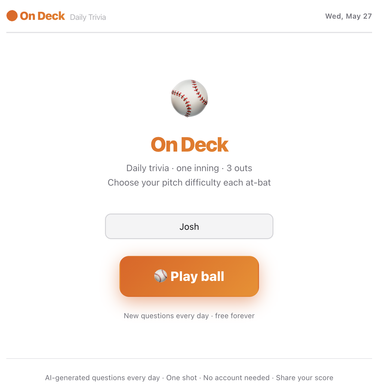 On Deck — Daily Trivia gallery image