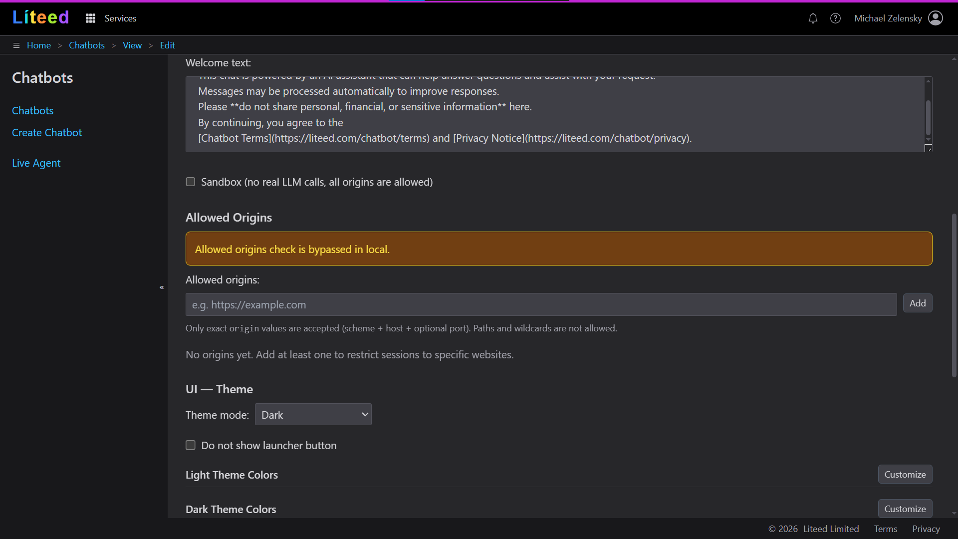 Liteed Chatbot - Screenshot 4 showing product features and functionality
