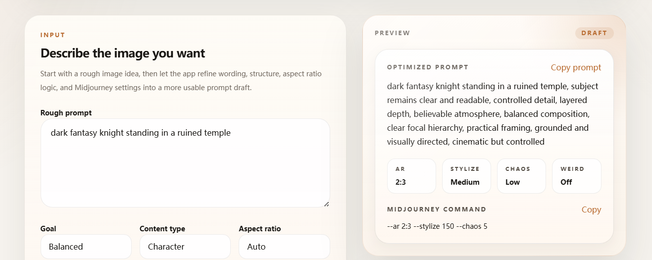 Midjourney Prompt Optimizer gallery image
