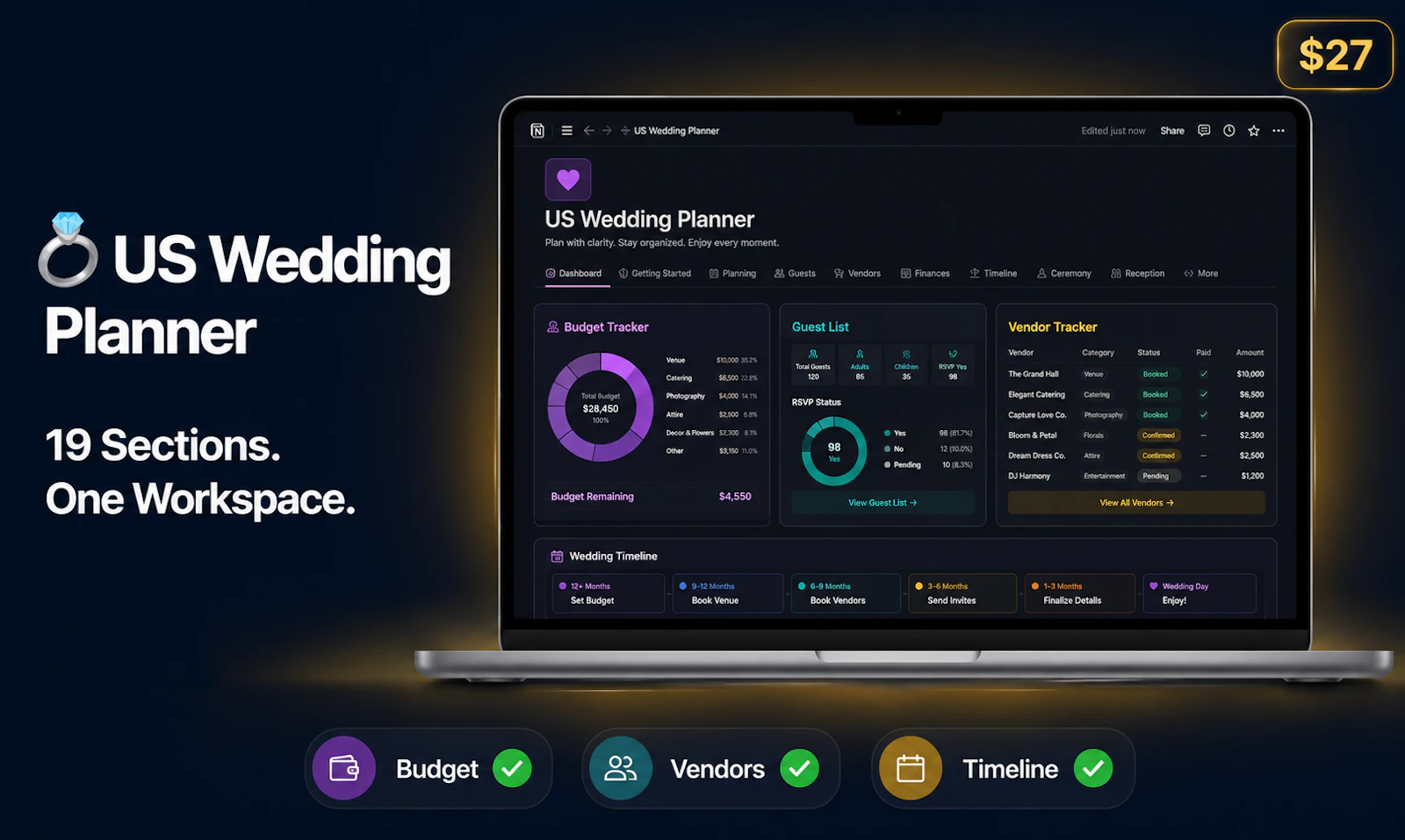 US Wedding Planner —All-in-One Notion OS screenshot 2