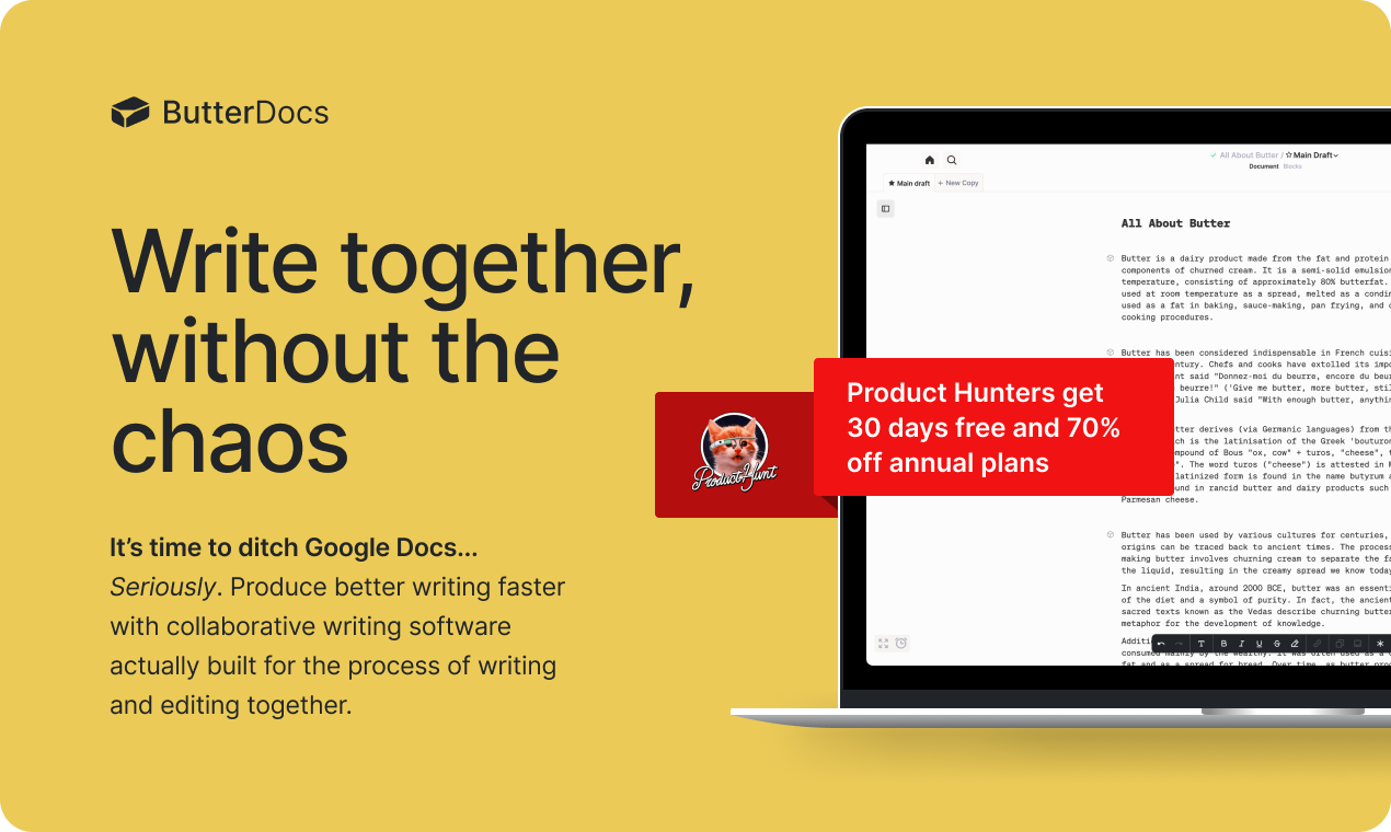 Butterdocs - Альтернатива Google Docs для серьезных писателей и команд медиа 2