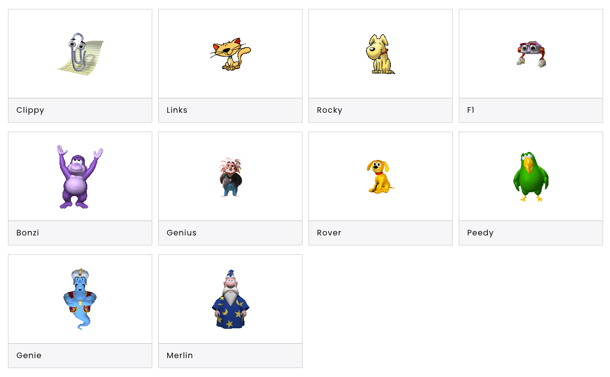 startuptile Office Assistants-Clippy and his friends all in one page