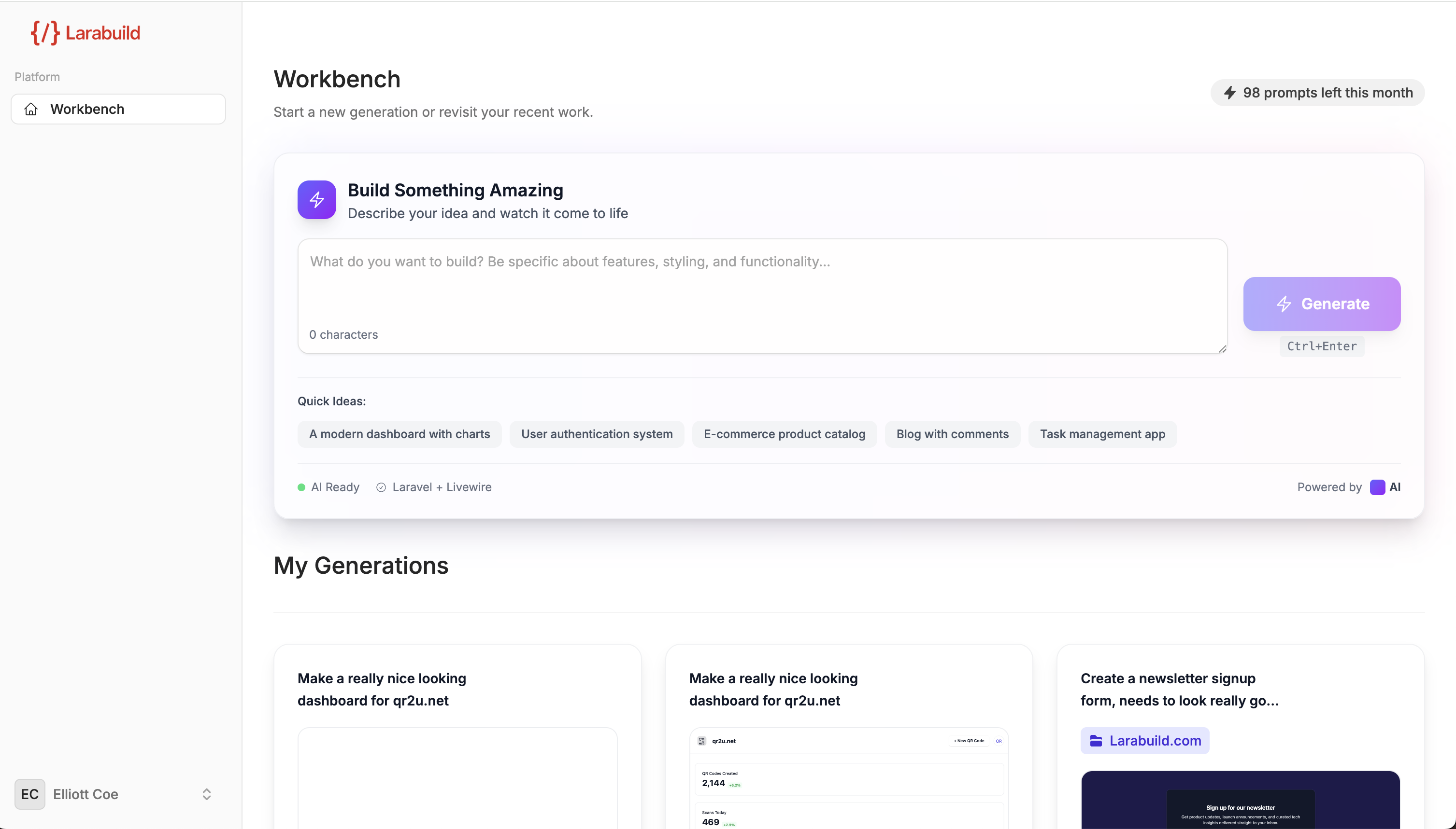 Larabuild - Laravel AI 구성 요소 빌더 - AI 생성 블레이드 구성 요소는 Laravel 방식을 수행했습니다. 미디어 3