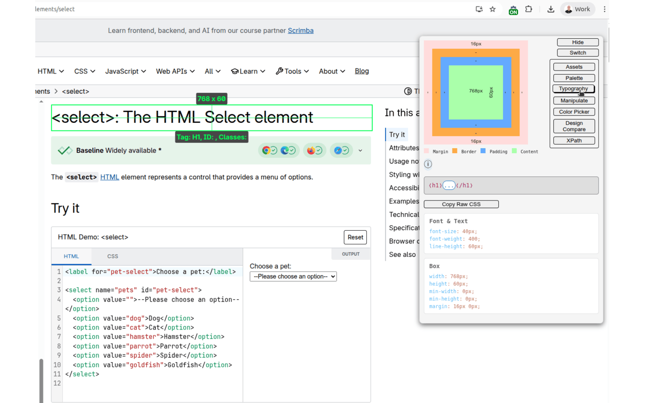 CSS Peek - Screenshot 2 showing product features and functionality