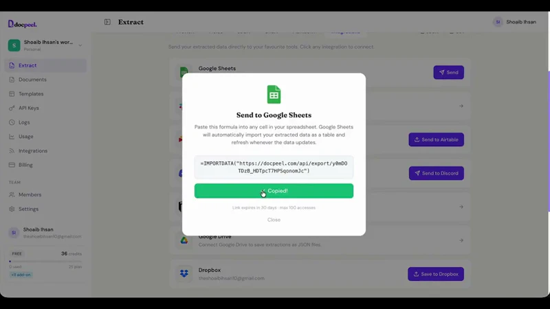 DocPeel screenshot 1 (video preview)