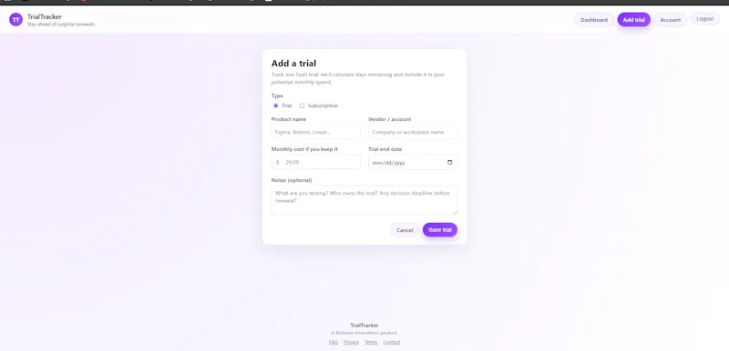 TrialTracker   screenshot 2
