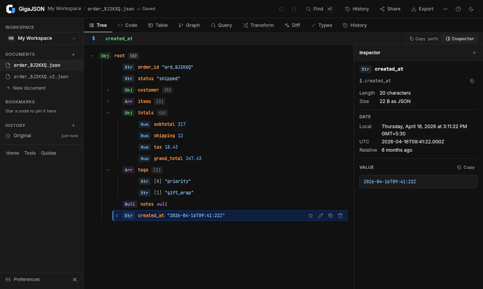 GigaJSON screenshot 3