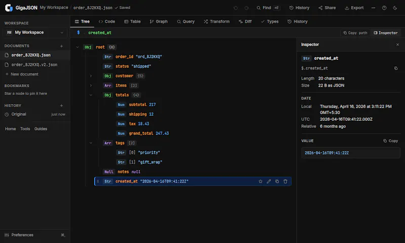 GigaJSON screenshot 3