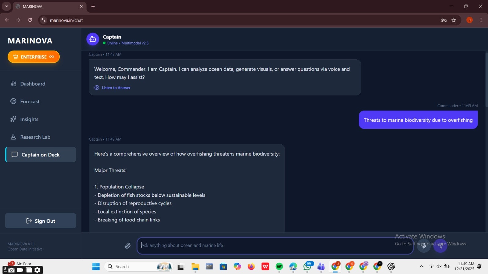 MARINOVA - Screenshot 4 showing product features and functionality
