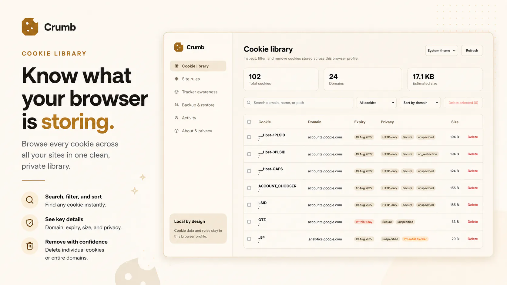 Crumb — Private Cookie Manager gallery image