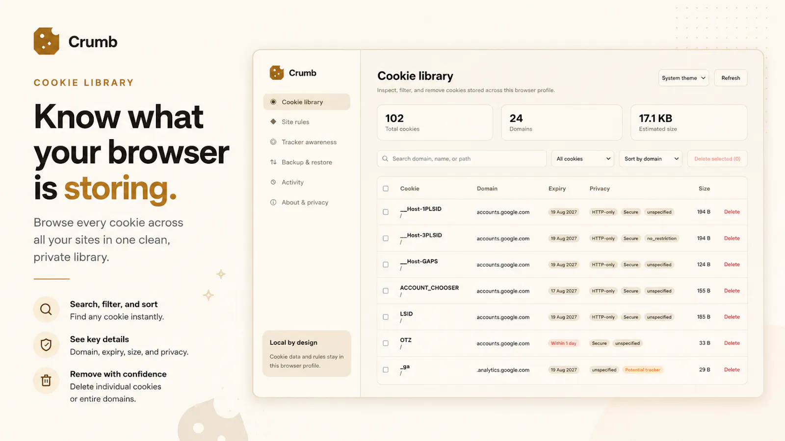 Crumb — Private Cookie Manager screenshot 2