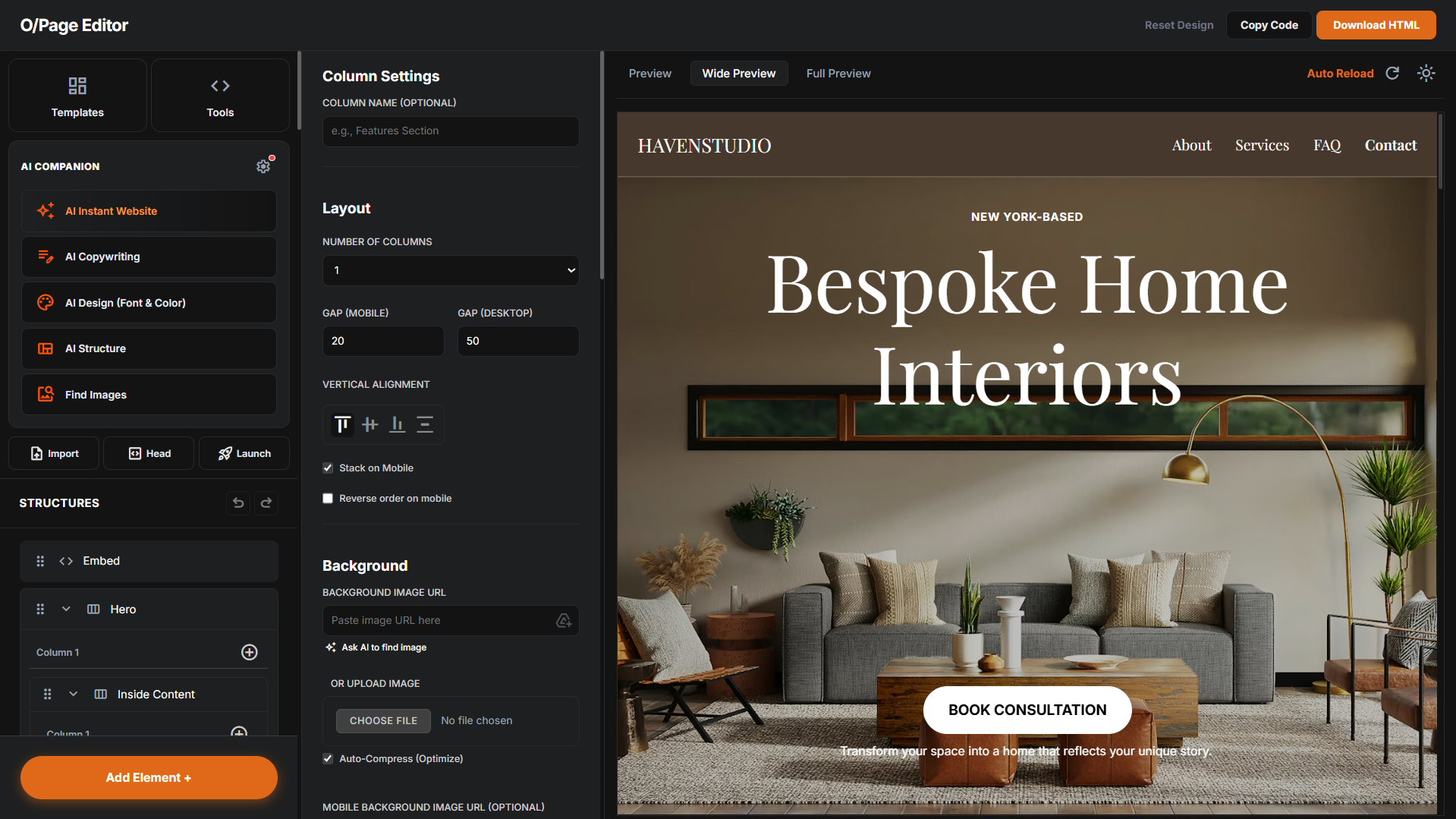 O/Page Website Builder gallery image