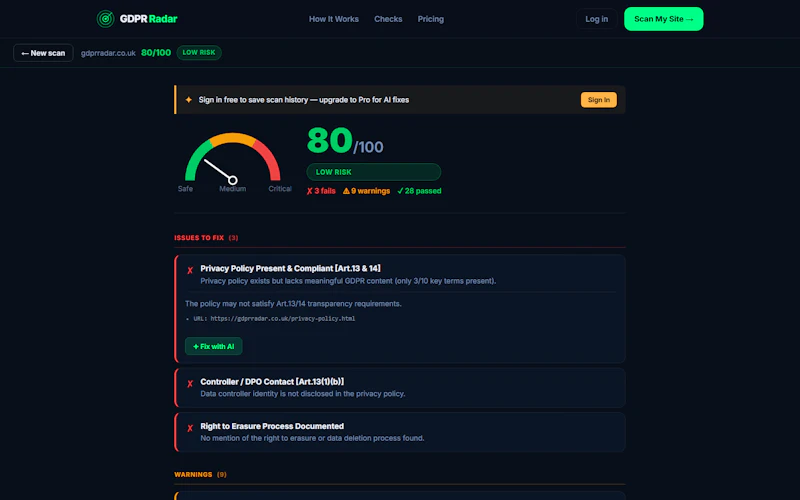 GDPR Radar screenshot 4