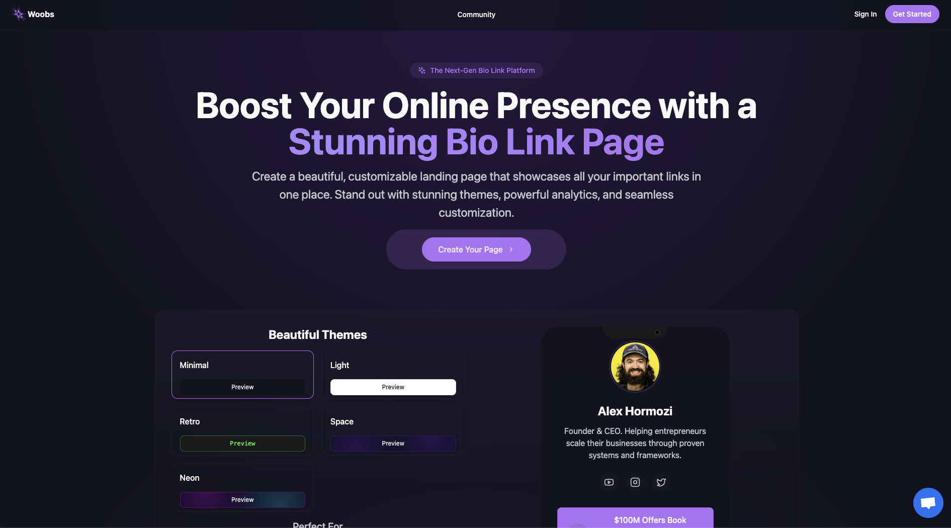 Woobs.io - Çarpıcı bir biyo bağlantı sayfası ile çevrimiçi varlığınızı artırın medya 1