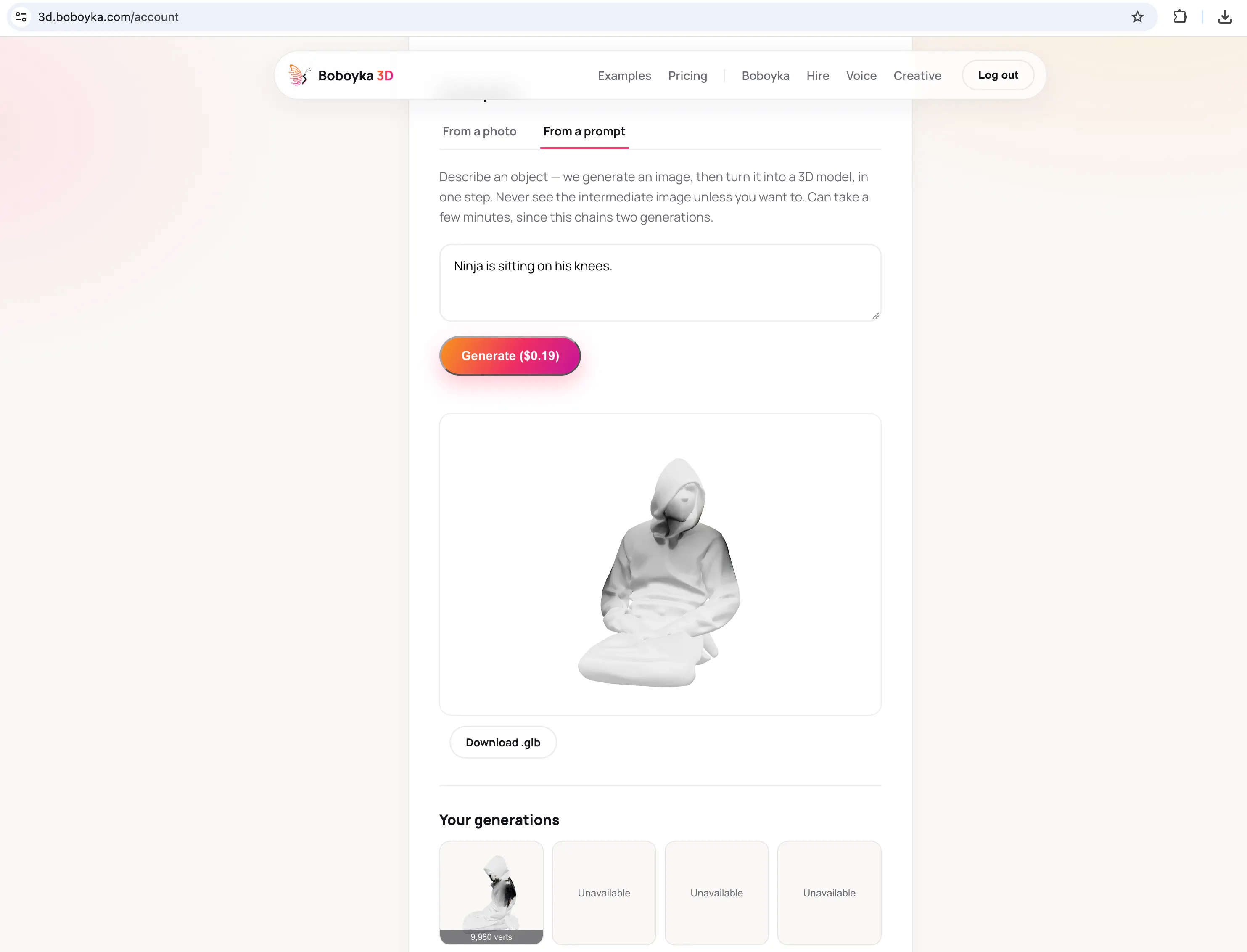 Boboyka 3D - Img-to-3D generator API gallery image