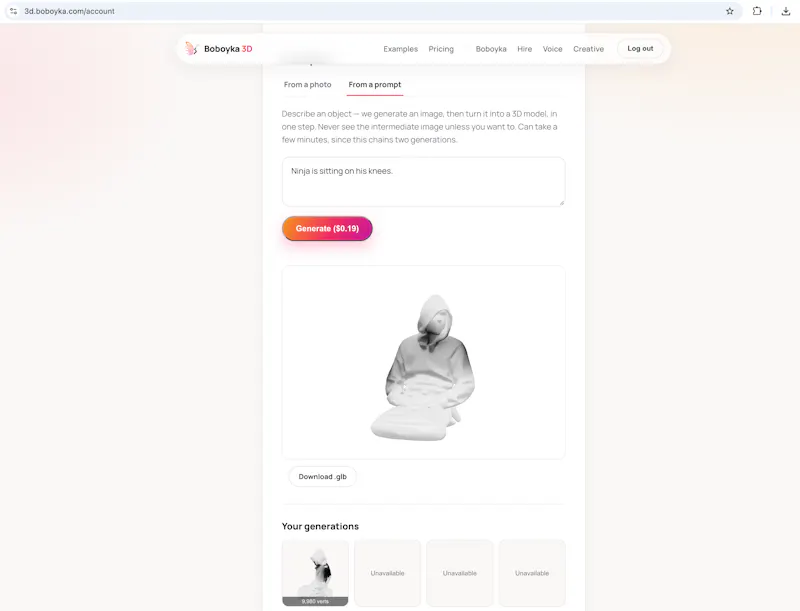 Boboyka 3D - Img-to-3D generator API screenshot 7
