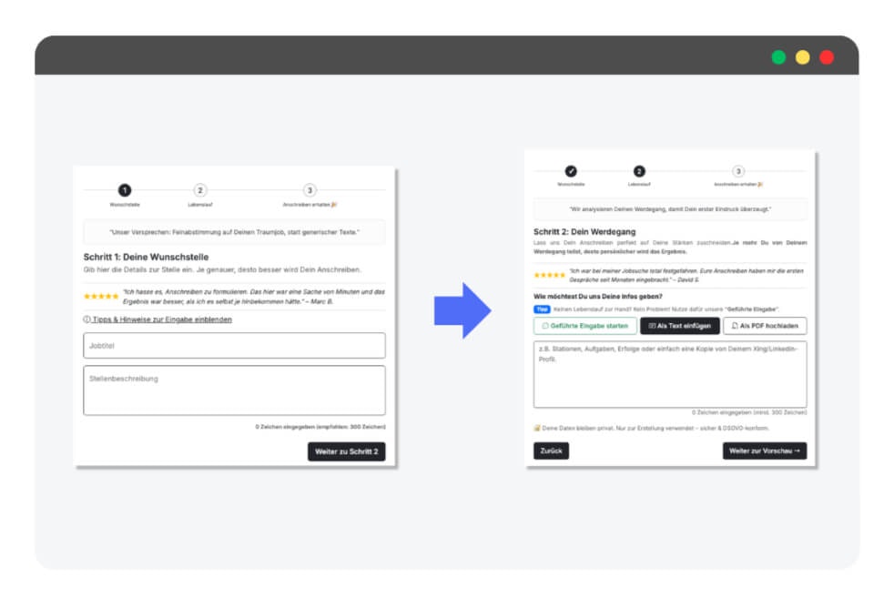 12Bewerbung.de - Screenshot 2 showing product features and functionality
