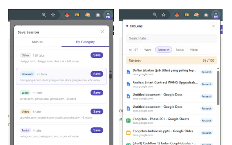 TabLens: Your browser tabs, organized. screenshot 3