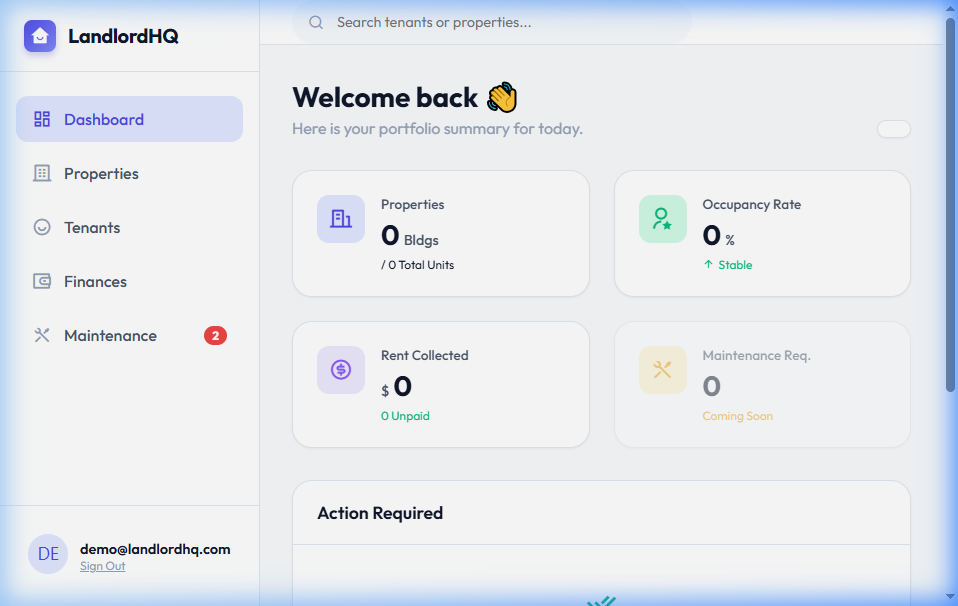 LandlordHQ - Main product screenshot demonstrating key features and user interface