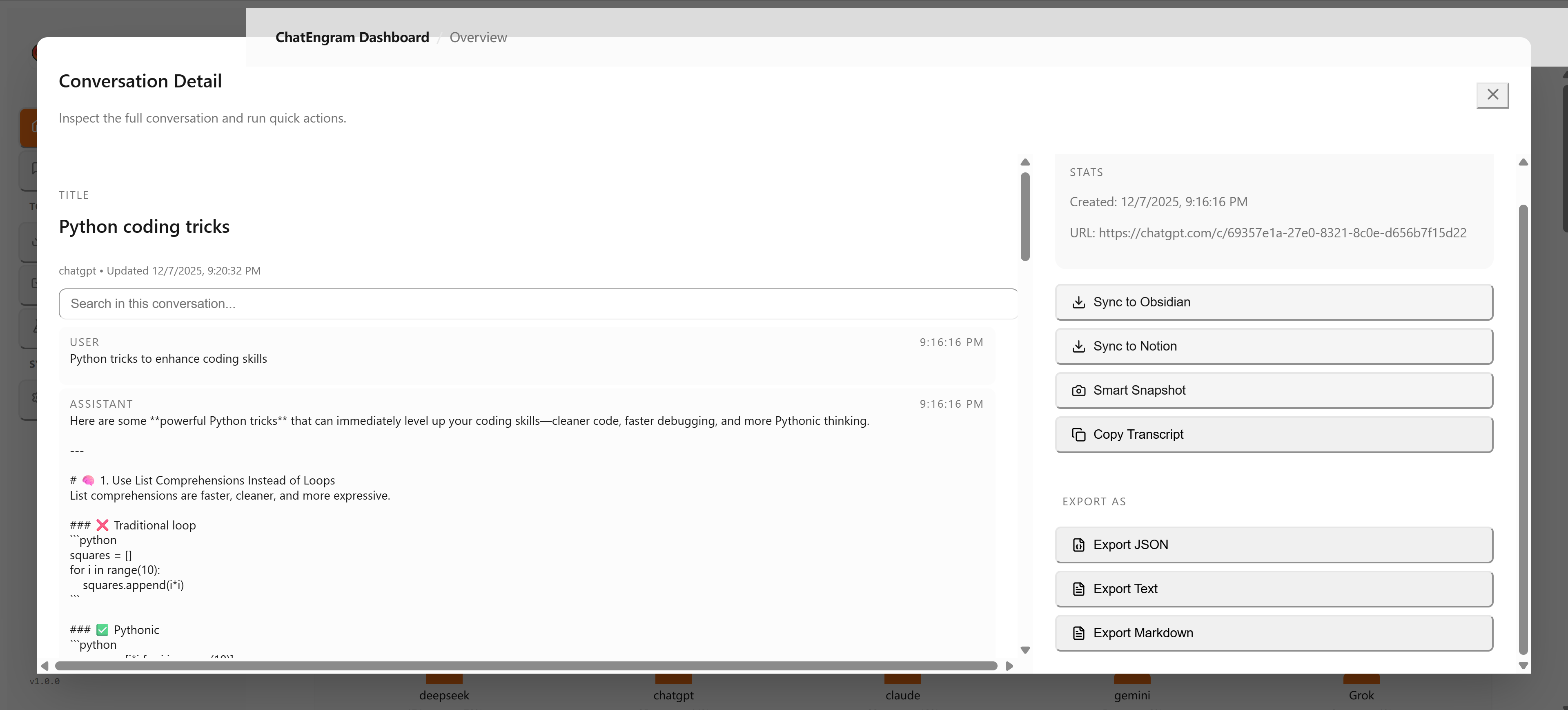 ChatEngram - Screenshot 4 showing product features and functionality