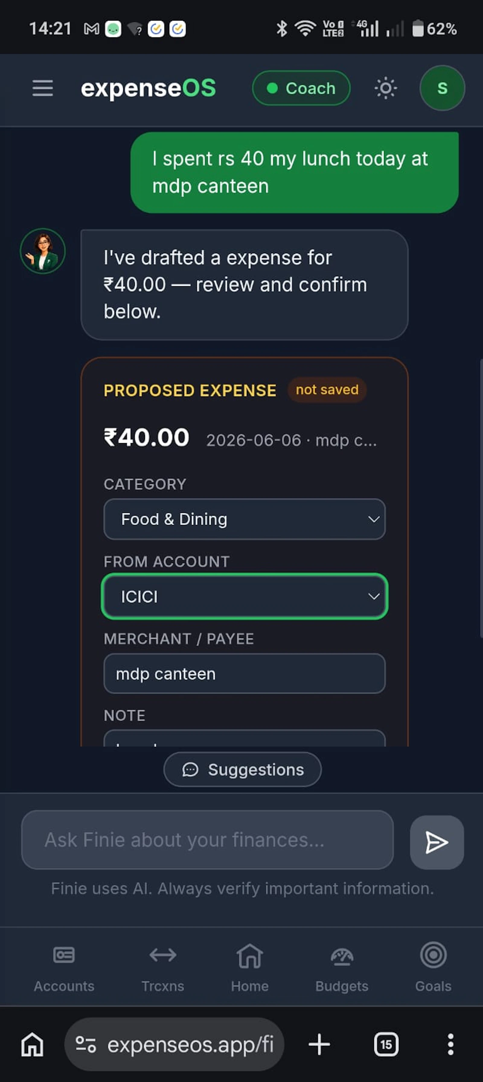 expenseOS screenshot 3