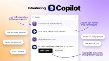 Copilot AIアシスタントがユーザー代わりにアクションを実行しているイラストです。