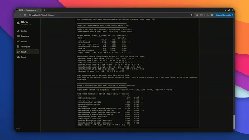 CAFE — Compound-AI Factorial Evaluation screenshot 1 (video preview)