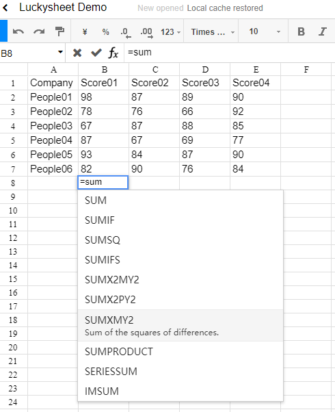 Online spreadsheet -- Luckysheet gallery image