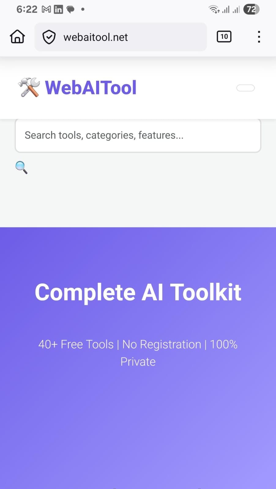 WebAITool - Main product screenshot demonstrating key features and user interface