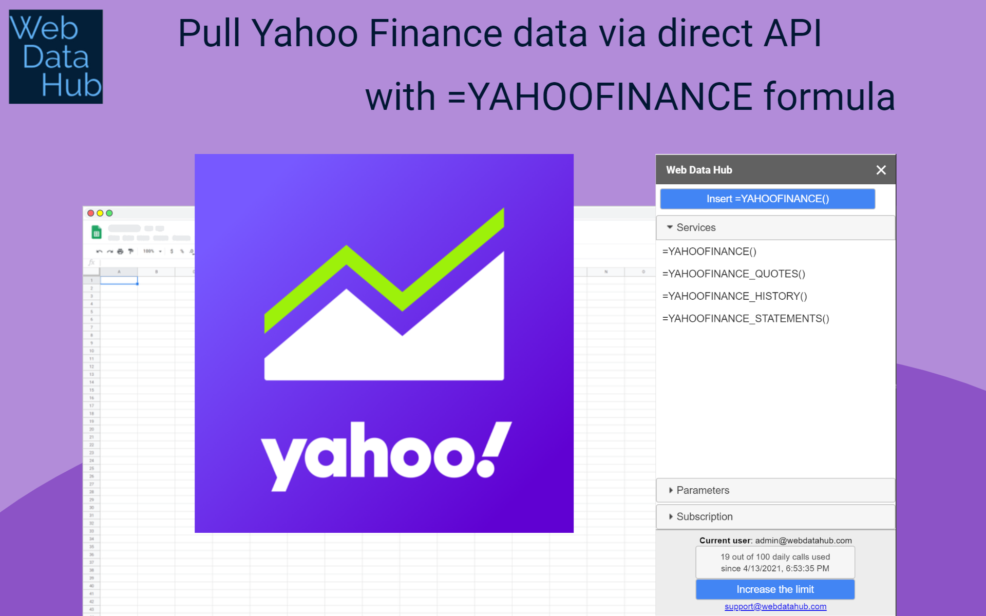 =YAHOOFINANCE Google Sheets formula gallery image