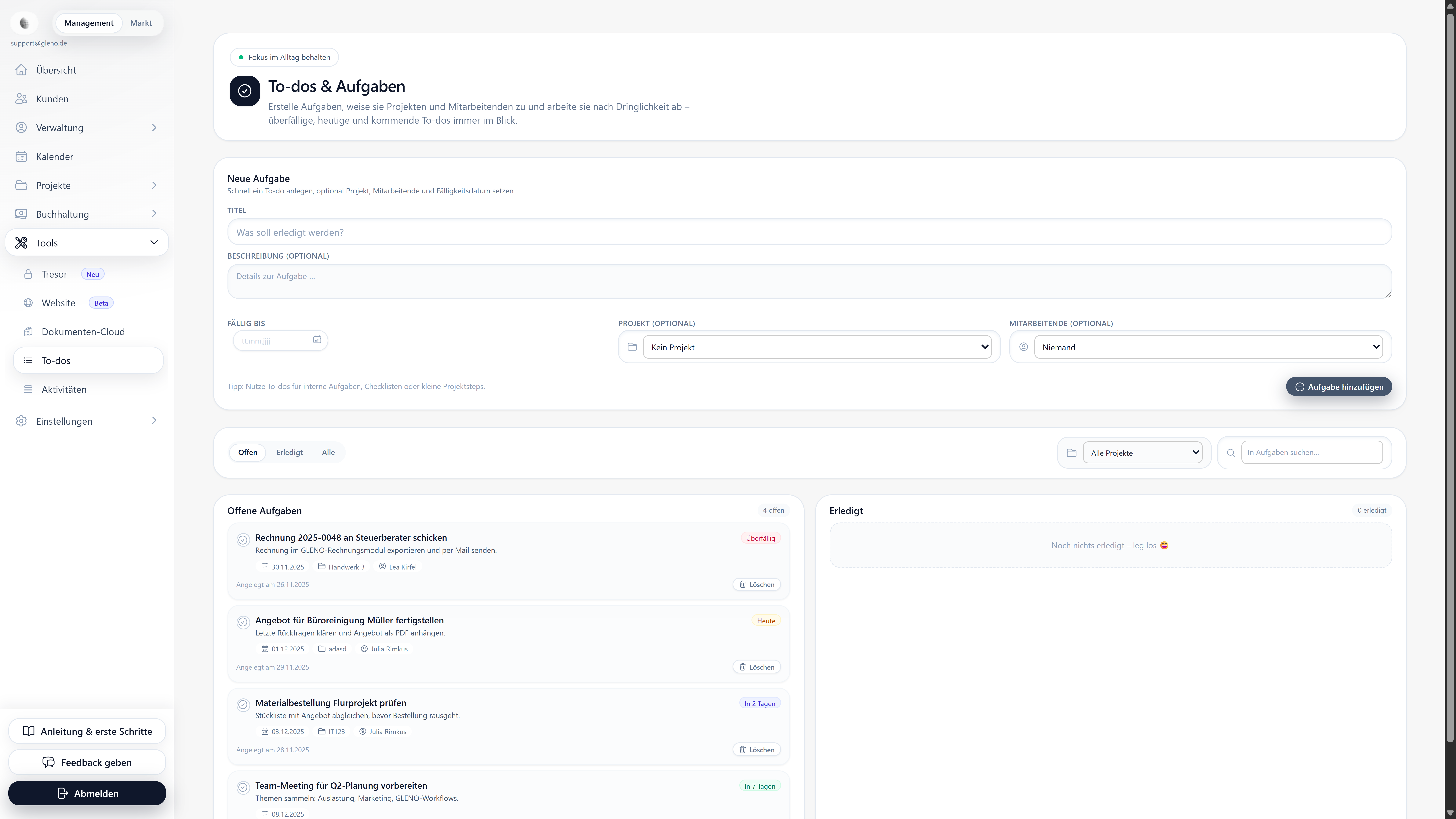 GLENO - Screenshot 2 showing product features and functionality