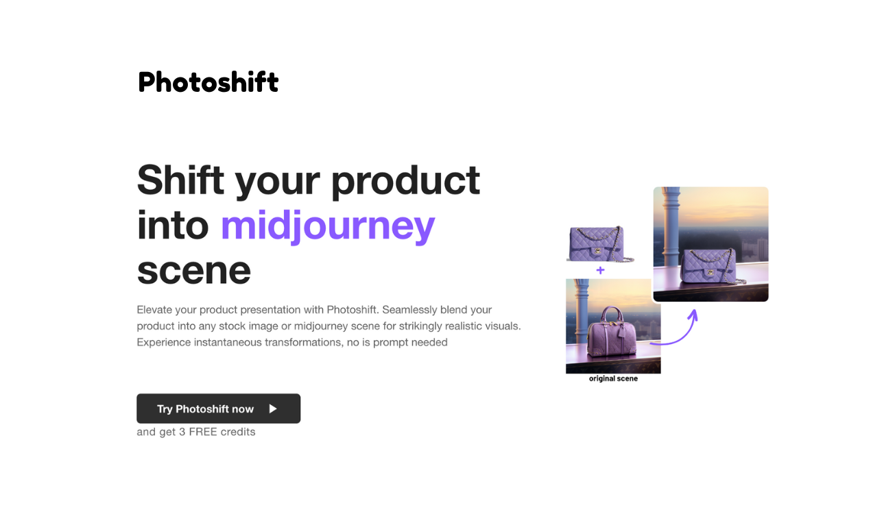 startuptile Photoshift-Swap your product into a midjourney scene