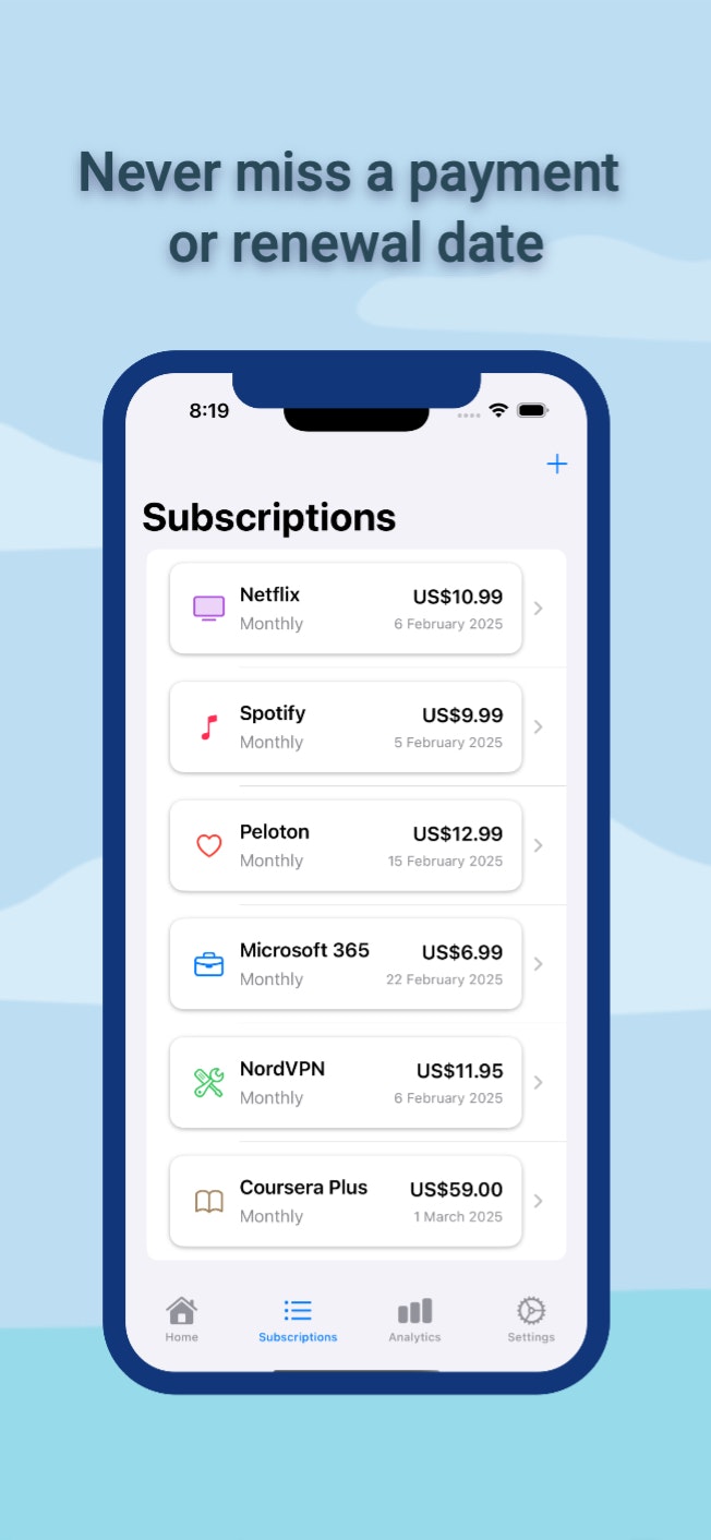 Unterse - Abonnements verfolgen, verwalten und speichern - IOS -App Medien 5