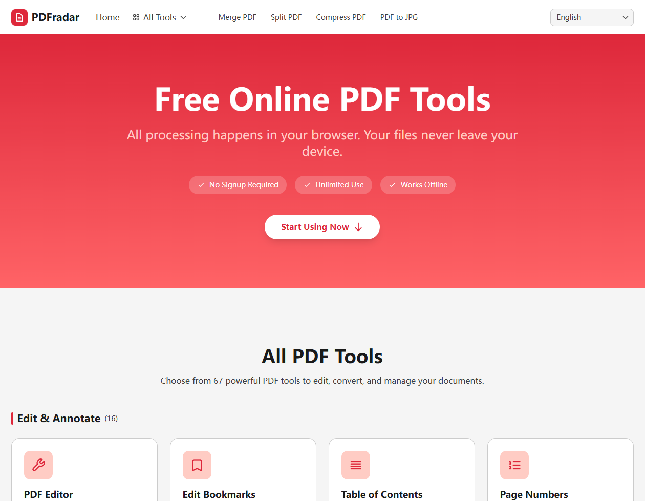 PDFradar - Main product screenshot demonstrating key features and user interface