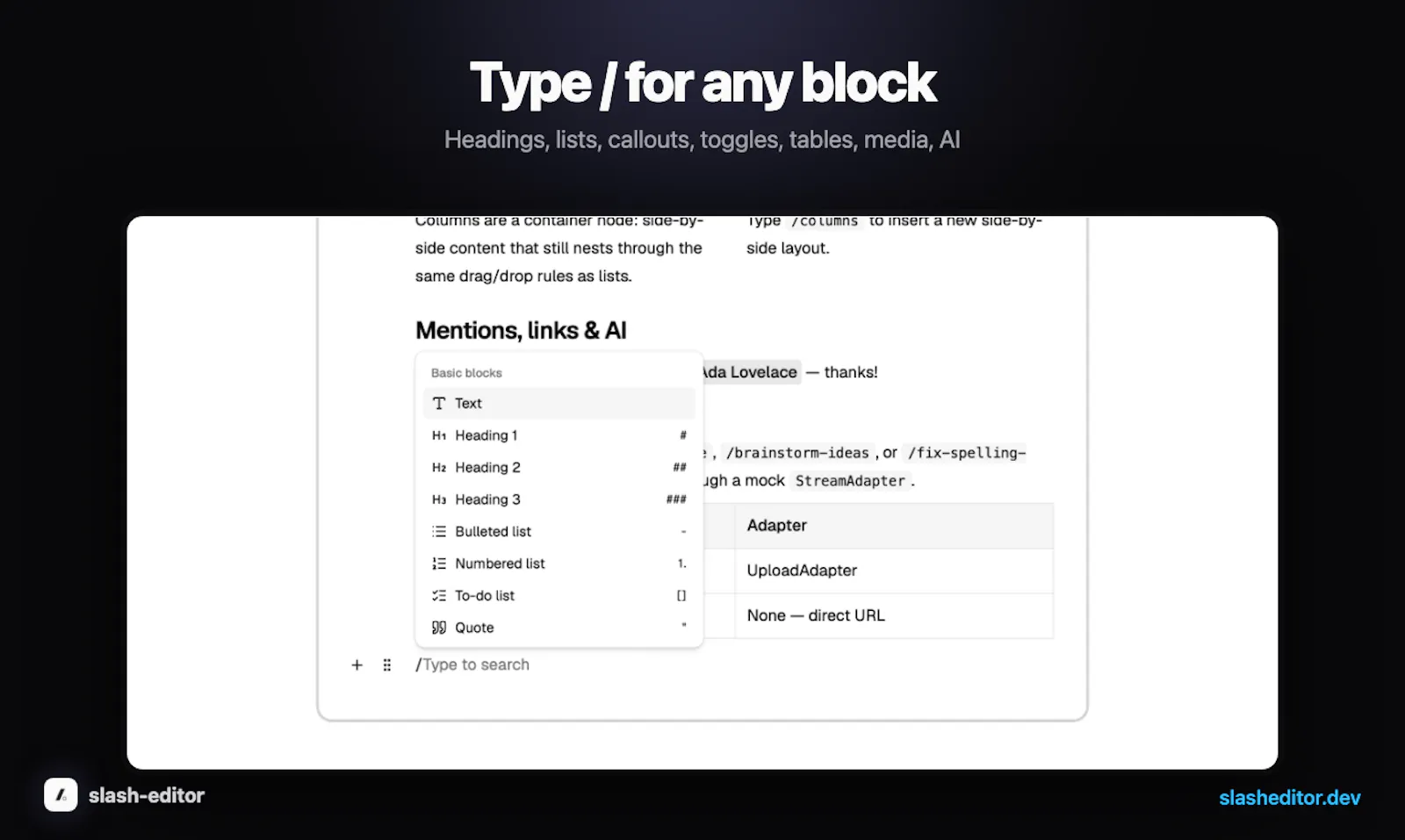 slash-editor screenshot 1