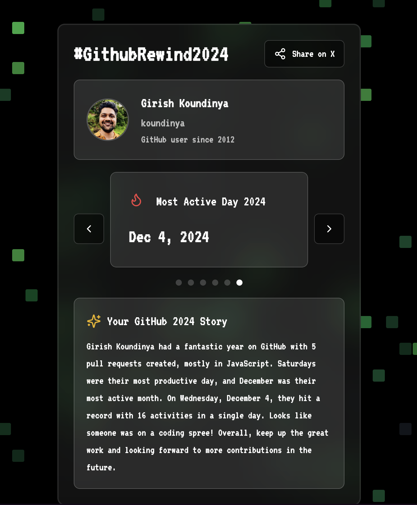 Mídia 2 de Github Rewind - Githubrewind.com - Explore sua jornada de 2024 Github
