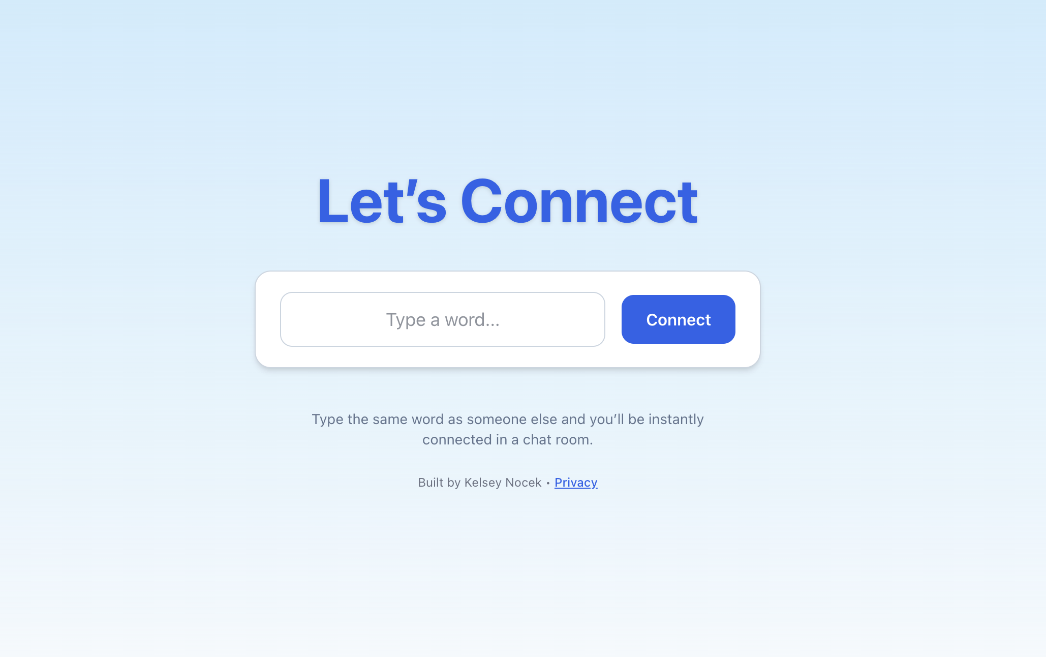 Let’s Connect-connection based on a word