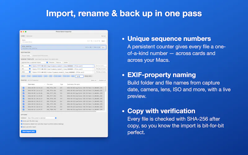 Photo Batch Importer screenshot 1
