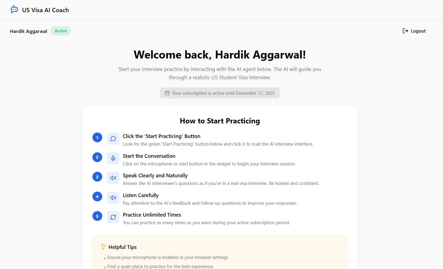 F1 AI Visa Officer (Interview coach) - Screenshot 3 showing product features and functionality