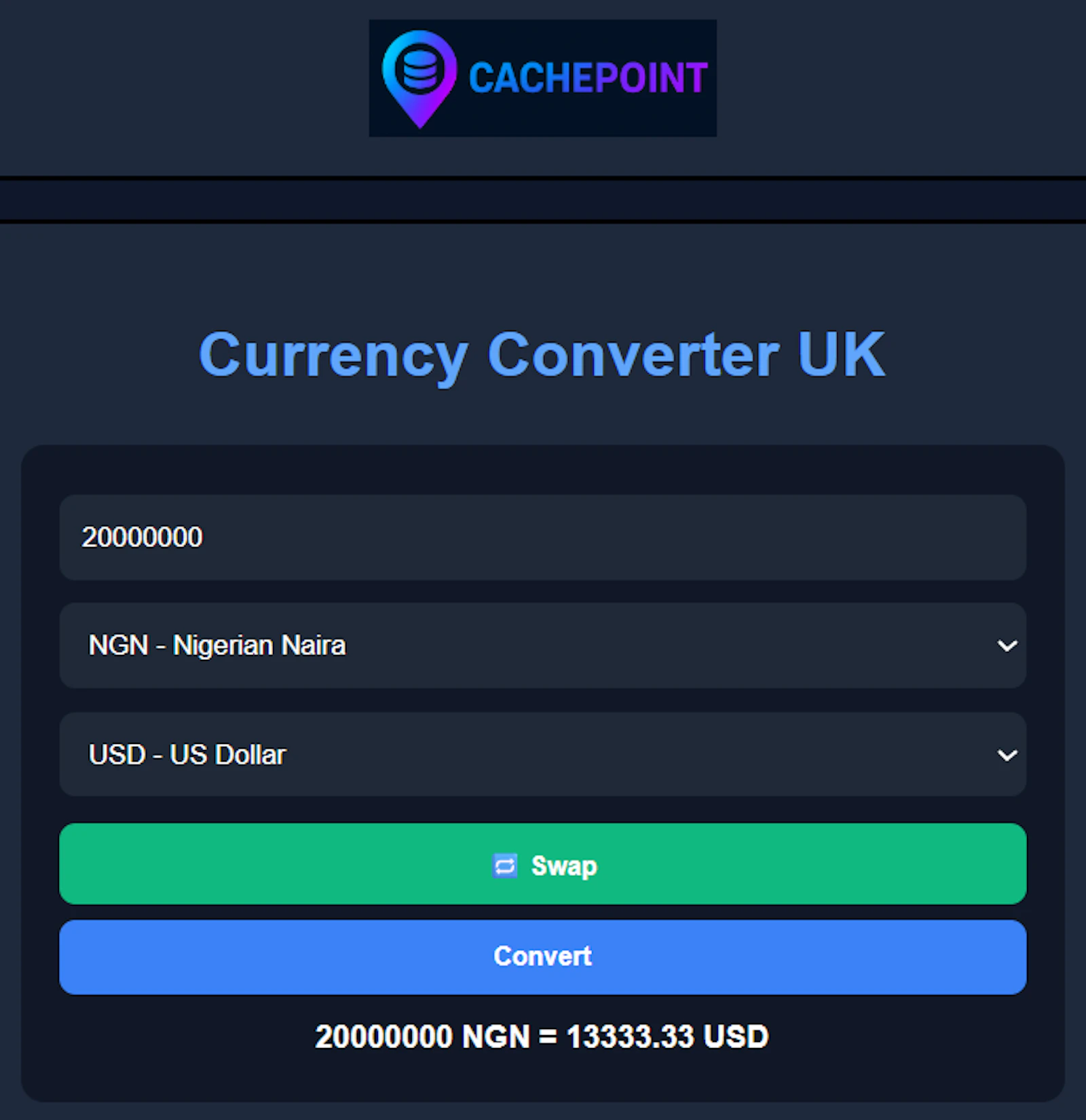 CachePoint Currency Converter screenshot 2