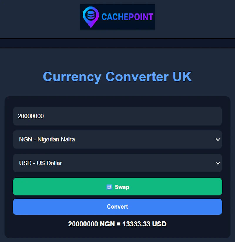 CachePoint Currency Converter screenshot 2